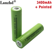 2pcs 100 new original inr18650 3 7v 3400mah 18650 lithium rechargeable battery for flashlight batteries no pcbwith pointed