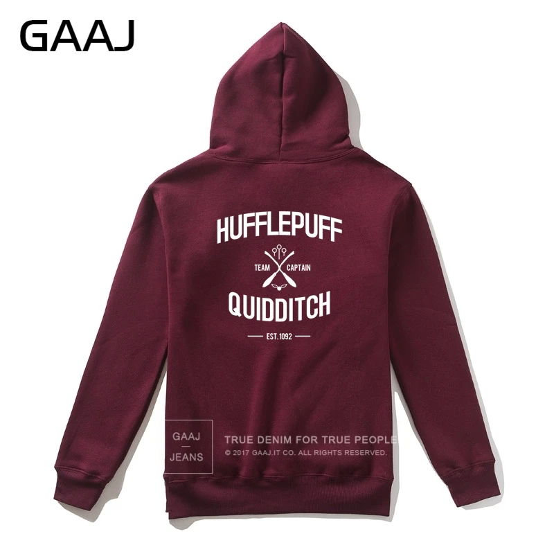 "Hufflepuff Quidditch Team" мужская толстовка с капюшоном для женщин и мужчин, Высококачественная верхняя одежда на молнии, куртка, новинка, повседневные пальто с принтом# Y3SCZ - Цвет: Wine With Zipper