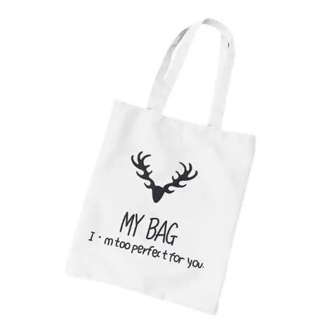 

my bag i'm too perfect for you Canvas Bag Fashion Shopping Bags Casual Unisex Prefect letter printed tote bags