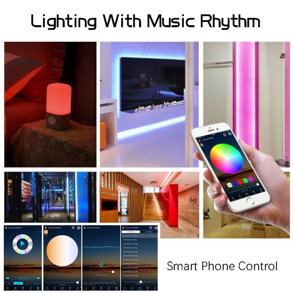 Бесплатная DHL FedEx Bluetooth APP RGB 5050 Светодиодные ленты СВЕТОДИОДНЫЙ огни