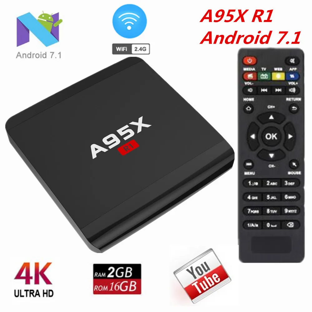 A95x R1 Android 7.1 ТВ Box Amlogic s905w Процессор коробке 2 ГБ Оперативная память 16 Встроенная 2.4
