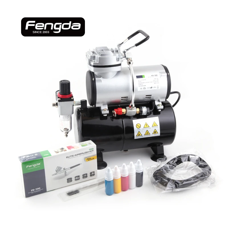 Fengda FD 186K безмасляный компрессор AS1203 2 с Аэрограф Воздушный шланг мини насос