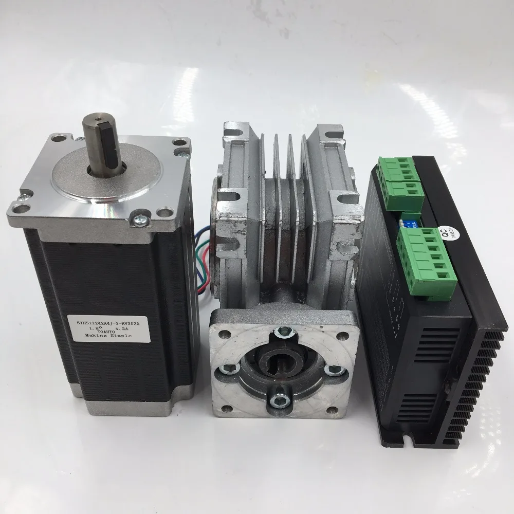 

Nema23 2ph шаговый двигатель L76mm 3A 4 свинца + 30: 1 57 мм червячный редуктор скорости редуктор + Драйвер комплект