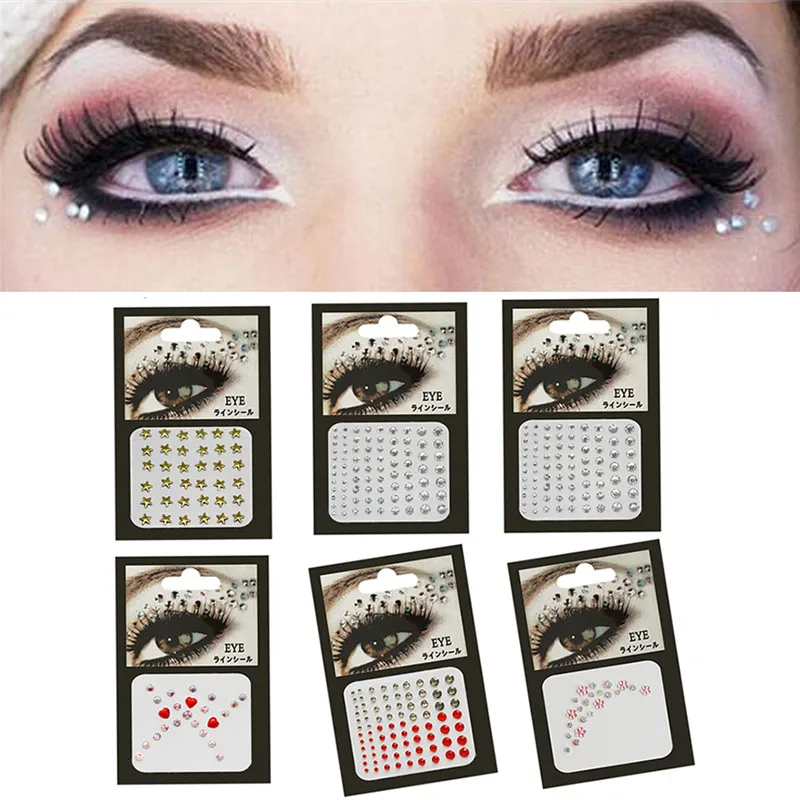 Тату Алмазная подводка для глаз тени век стикер лица драгоценные глаза макияж