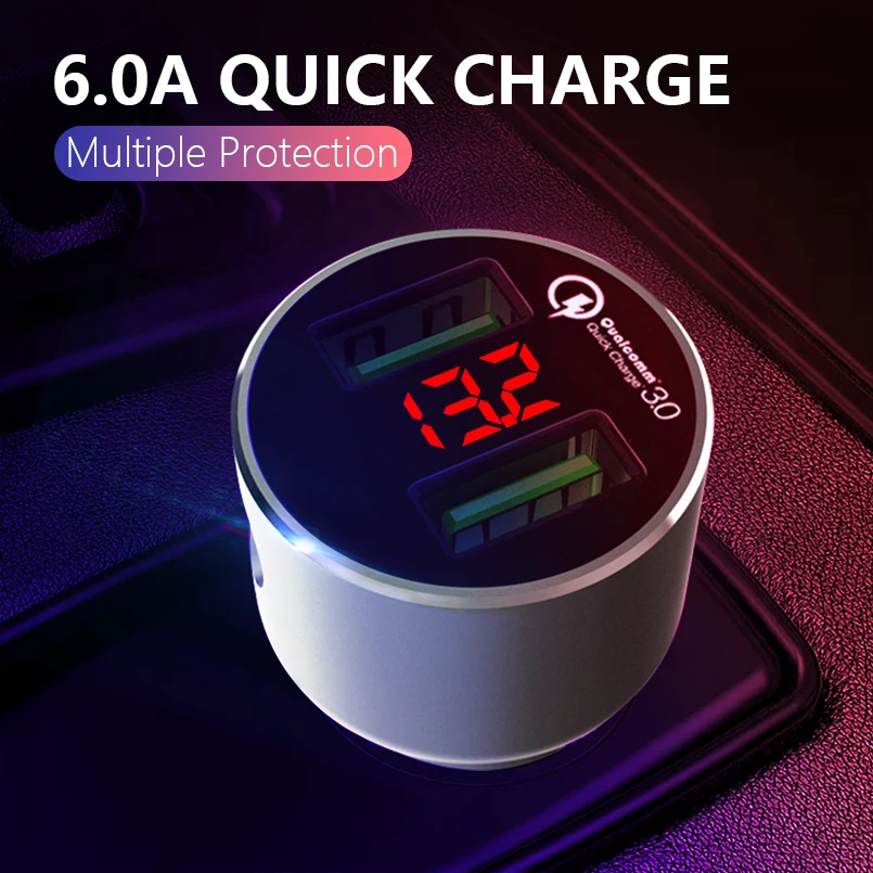 ASINA 36W Dual Cute USB Quick Charge QC 3.0 Car Charger For iPhone Samsung Mobile Phone 5V 3A Fast Charging Xiaomi Huawei | Мобильные