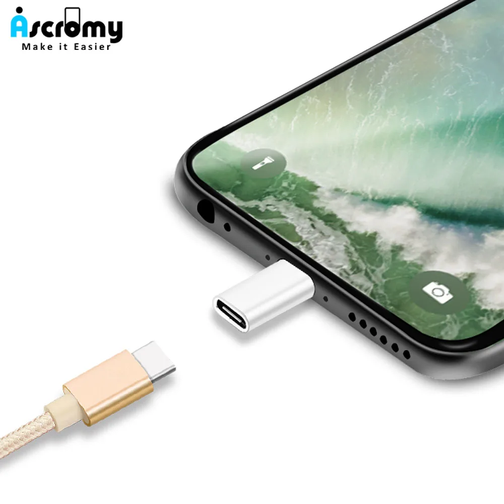 Ascromy USB C type кабель зарядное устройство адаптер конвертер для iPhone XS Max XR X 8 7 6 Plus 5 se