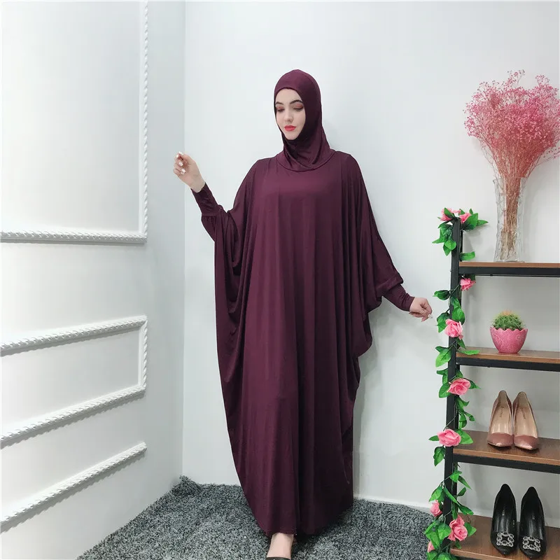 Dark purple Рамадан кафтан абайя Дубай мусульманский хиджаб платье джилбаб Кафтан Абая для женщин Ropa Oman Elbise vestidos robe Femme молитва одежда - Цвет: Dark purple