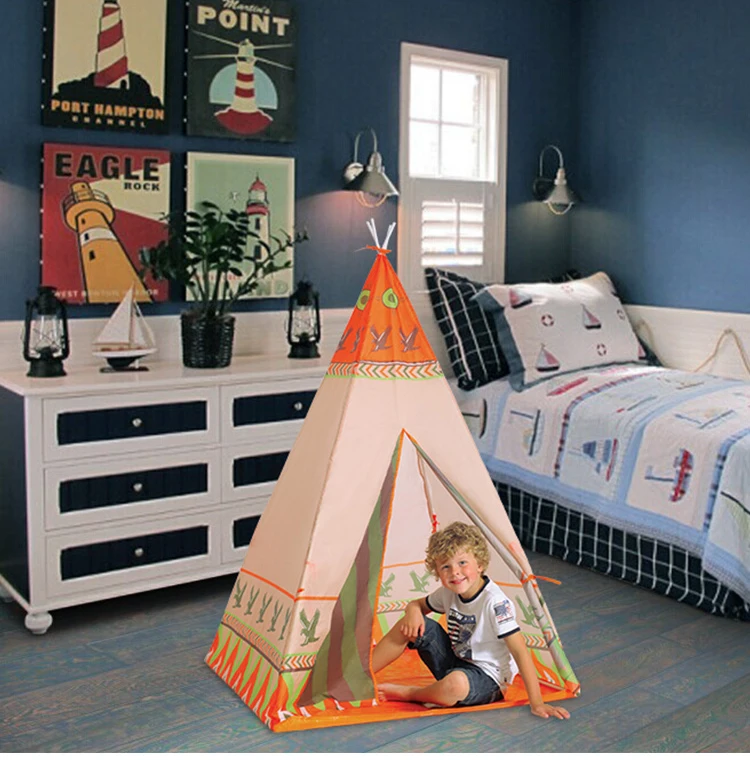 2 стиля Горячая натуральный индийский узор палатка для детей Teepees безопасность tipi портативный игровой домик для детей Крытый игры на открытом воздухе