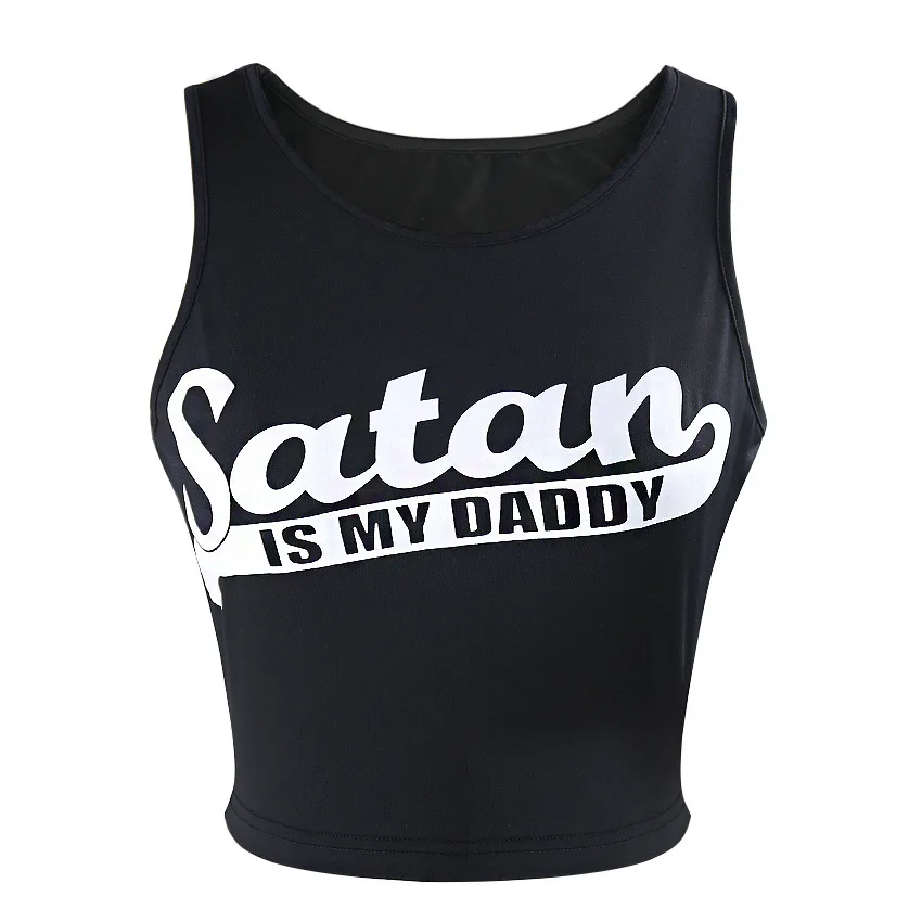 Женская футболка с надписью Satan IS MY Hoosier Daddy сексуальный укороченный топ
