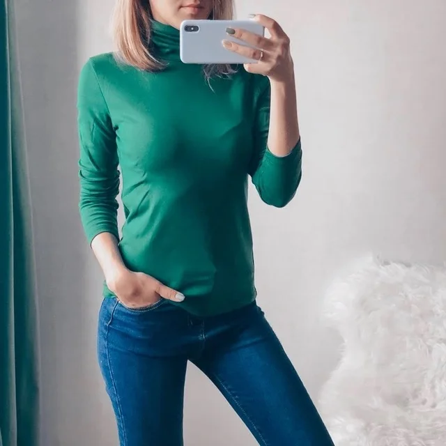 ZHISILAO Woman Turtleneck Sweater Pullover Winter Casual Solid Sueter Mujer Pull Femme Top High Elastic | Женская одежда