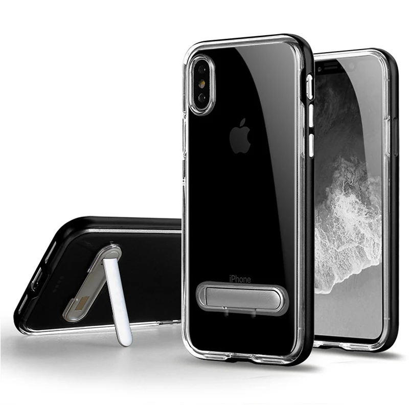 Tekace ультра тонкий прозрачный ТПУ чехол для iPhone X 8 плюс 7 6s подставки PC + защитный