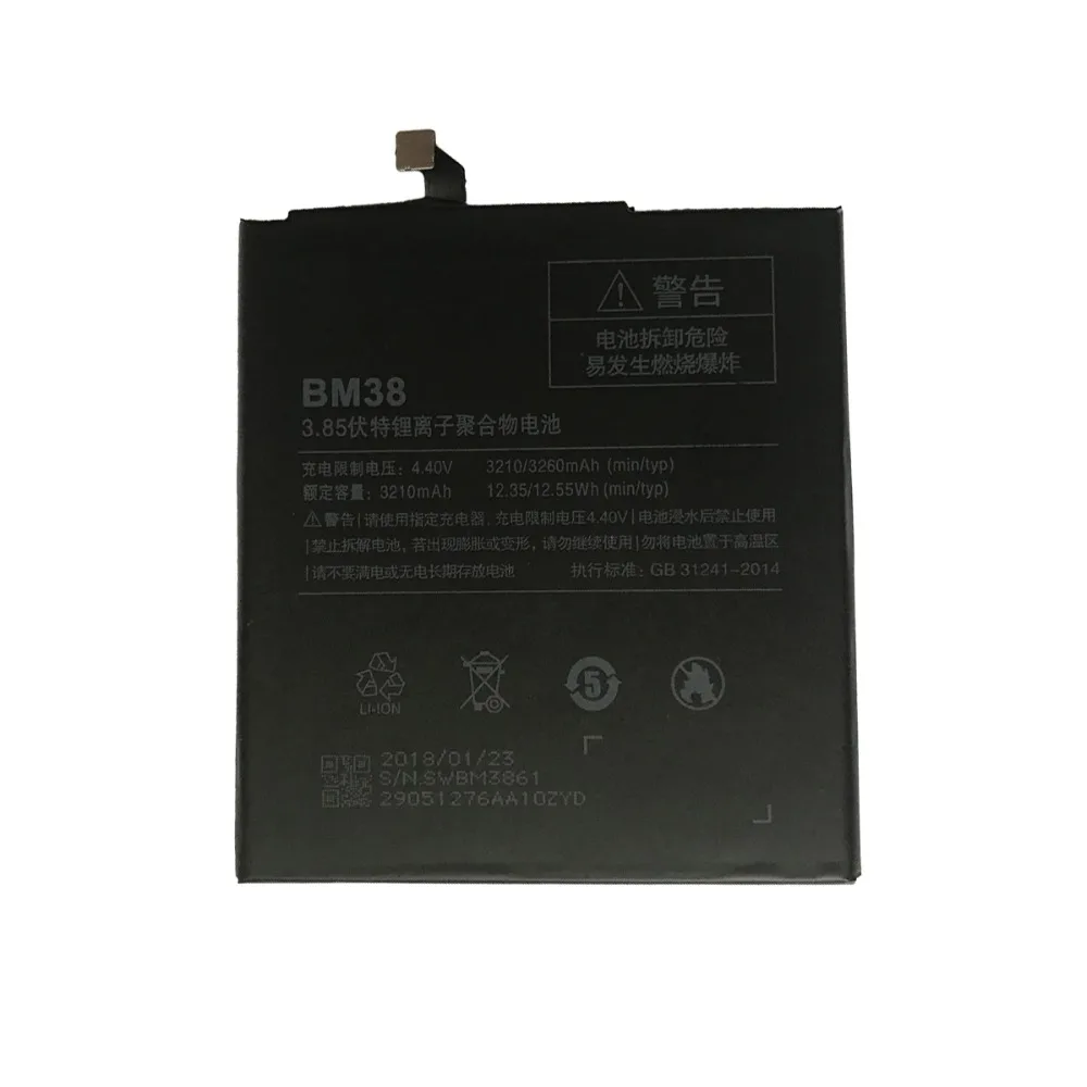 BM38 Аккумулятор для Xiaomi Mi 4S аккумулятор 3210 Mah 100% Новый Сменный мобильный телефон с