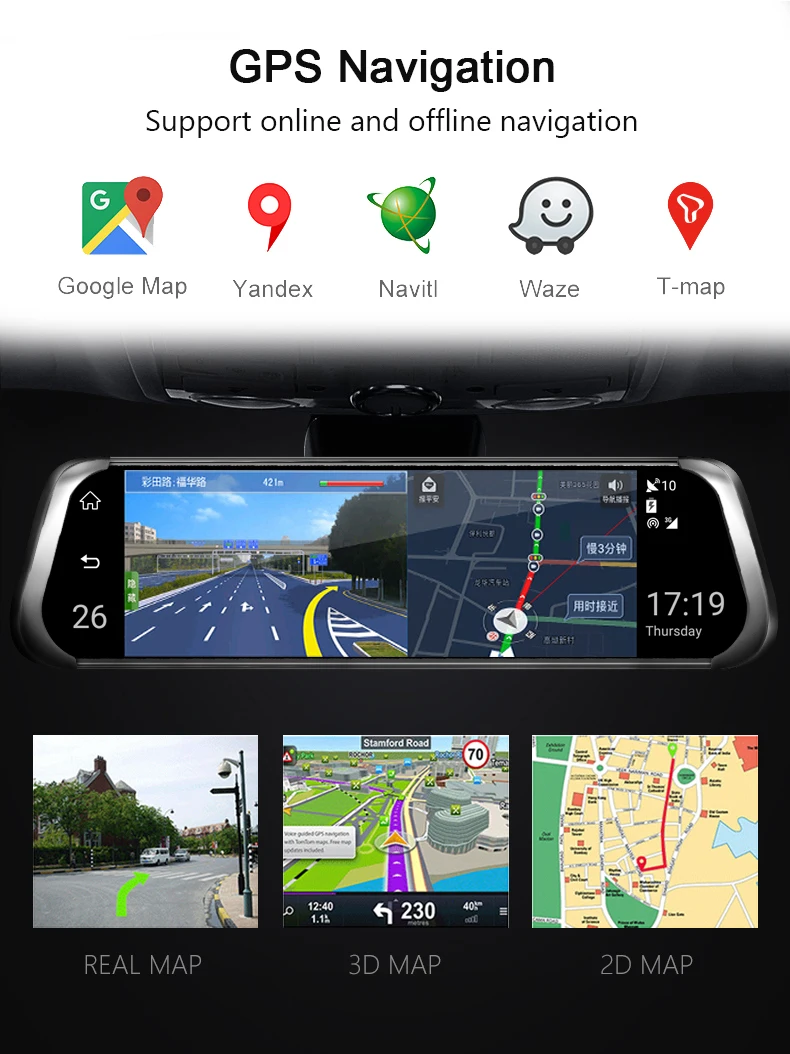 Anstar 1" 4G Автомобильное зеркало заднего вида DVR Android 5,1 WiFi ADAS gps HD 1080P видео рекордер видеорегистратор авто регистратор автомобильная камера