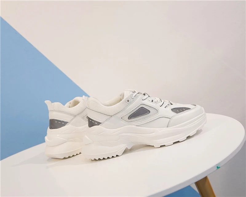 Jookrrix/Белая обувь; женские кроссовки на платформе; zapatos de mujer; коллекция года; сезон весна; натуральная кожа; chaussures femme; Женская обувь в стиле пэчворк