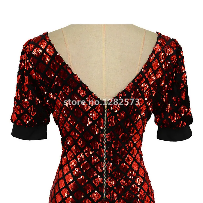 В наличии Sexy блестками Оболочка коктейльные платья с короткий рукав элегантный