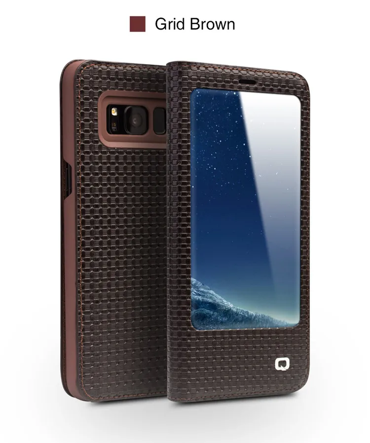 QIALINO Модный чехол-книжка из натуральной кожи для samsung Galaxy S8 и S8 Plus, Ультратонкий чехол ручной работы для телефона 5,8/6,2 дюйма