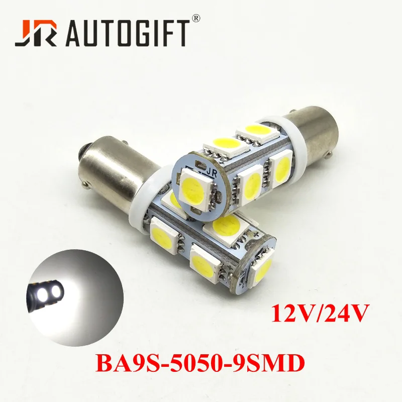 100 шт. заводская цена BA9S светодиодная лампа T4w 9Led 5050 9SMD DC12V/24V белая автомобильная