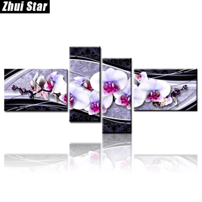 

Zhui Star 5D DIY Full Square Diamond Painting "Orchid Flower" Multi-picture Combination 3D Embroidery Cross Stitch Mosaic Decor