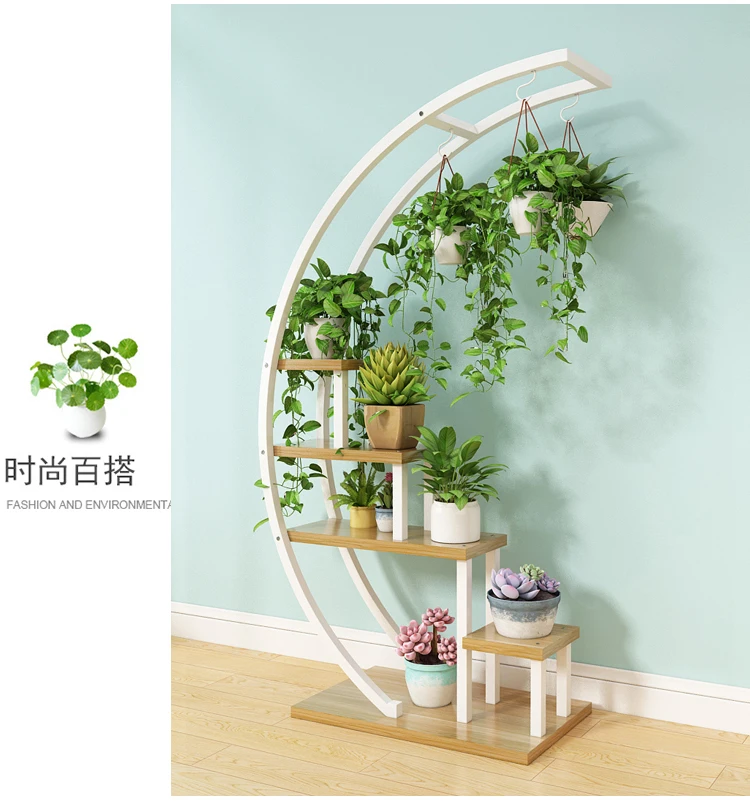 Living room home Half moon type flower stand multi-storey indoor balcony decorative shelf flower pot storage rack mx6241747