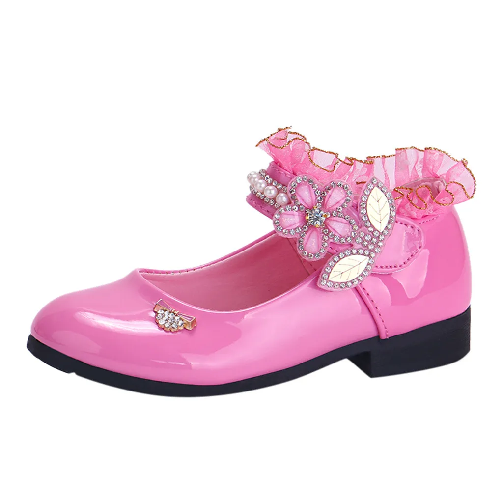 ROMIRUS/малышей Для детей детская обувь для девочек для детей Chaussure Enfant с открытыми пальцами украшенные цветами и кристаллами и жемчугом модная обувь для принцессы сандалии