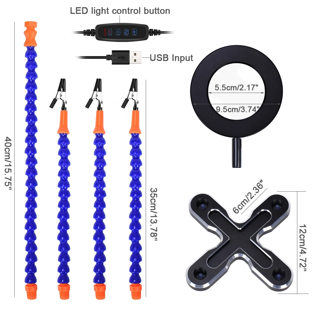 NEWACALOX USB светодиодный 3X очки лупа лампа DIY пайки третьей стороны 4 шт. гибкие руки Сварка помощь Стенд Ремонт Держатель Инструмент