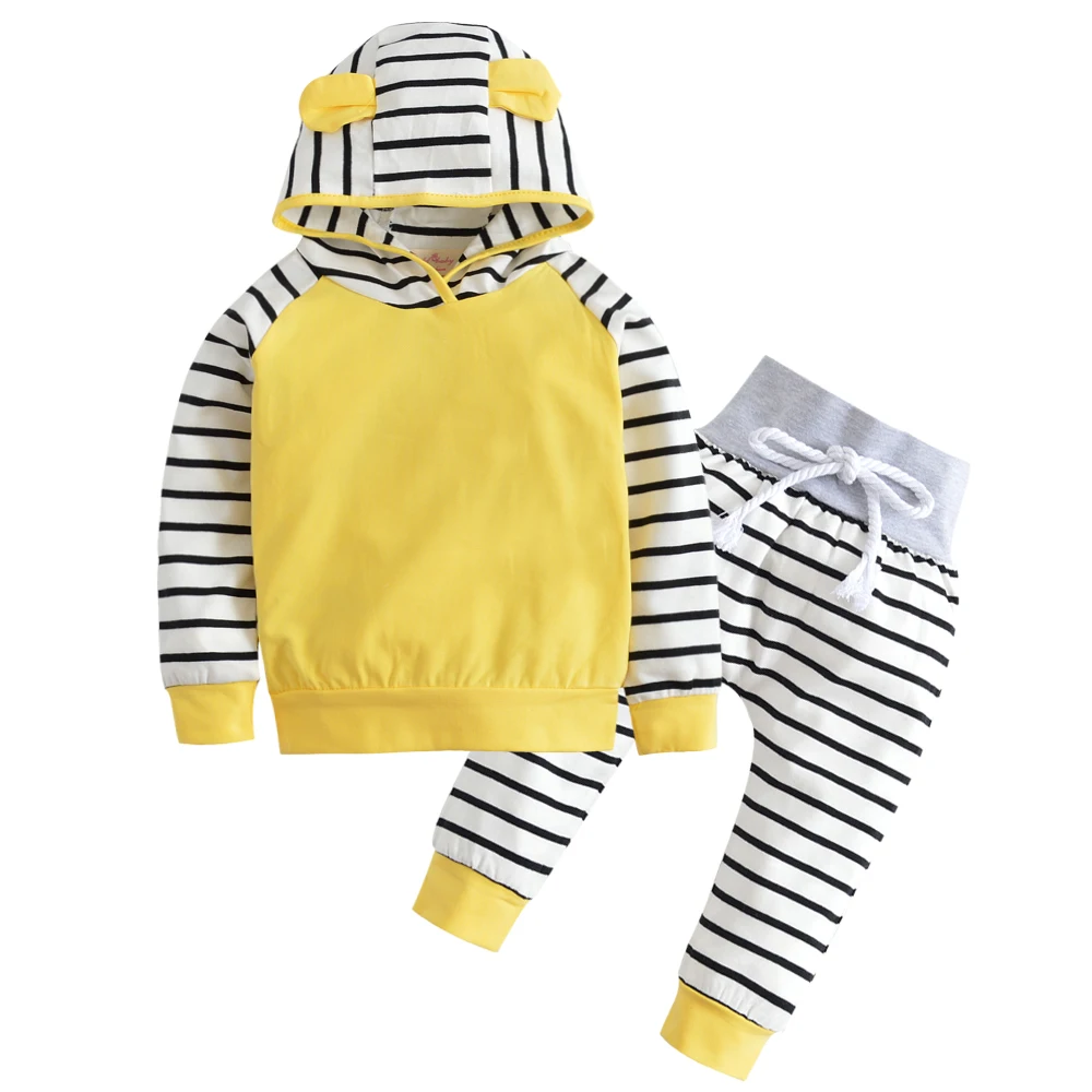 2021 Autumn Baby Boy Clothing Set Long Sleeve Warm Hooded T-shirt+Pants Infant 2Pcs Suit Newborn Cute Girls Clothes | Детская одежда и