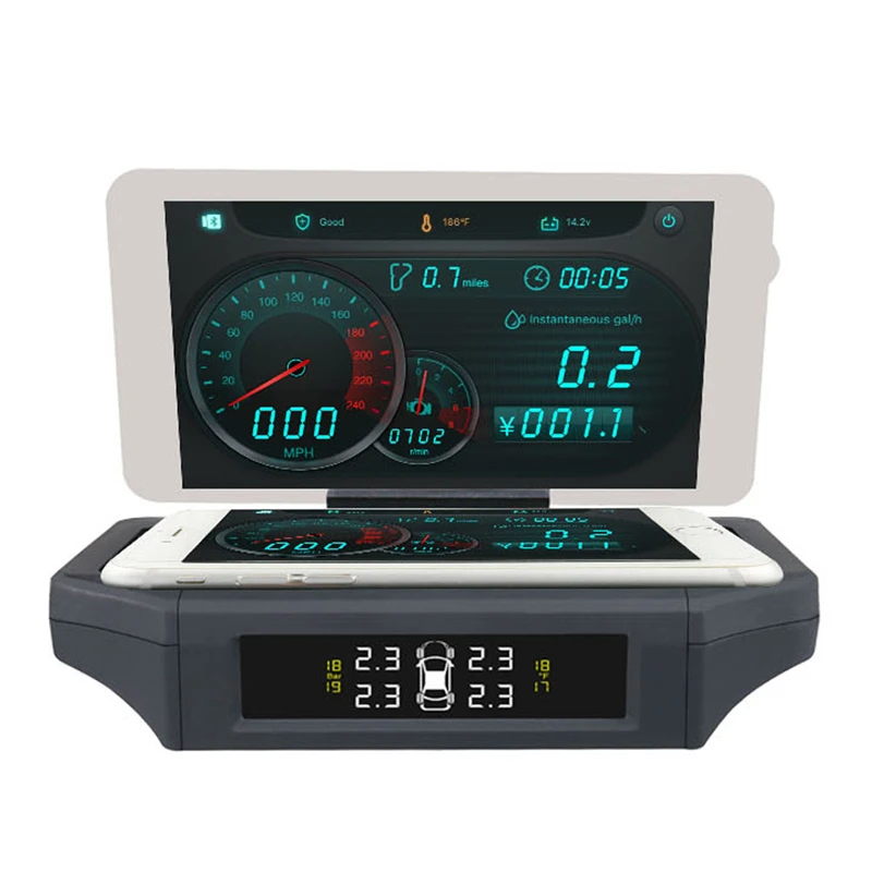 Автомобильный HUD Дисплей Автомобильная сигнализация с функцией TPMS 4 внешний