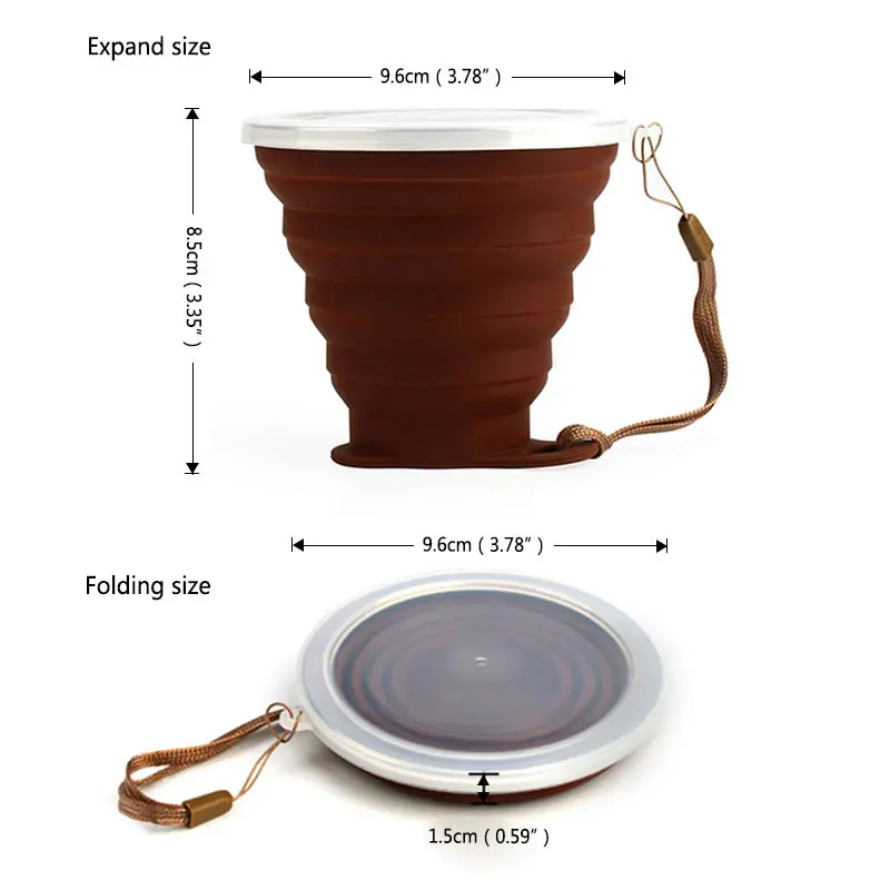 Складная чашка из пищевого силикона 270 мл со шнурком|Стакан| |