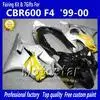 Изготовленный На Заказ INJECION комплект обтекателей для HONDA 1999 2000 CBR600 F4 красный пламя тела по ремонту мотоциклов Обтекатели комплект CBR 600 F4 99 00
