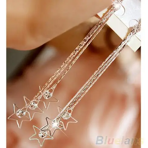 Женские 3-слойные серьги-капельки со стразами длинные серьги с кисточками 1P7J |