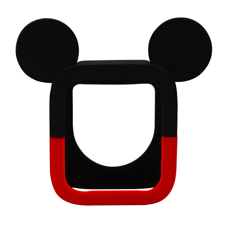 Black red2 Силиконовый чехол с милыми ушками Микки и Минни Маус для Apple Watch Series 4, 3, 2, 1, защитный чехол для iWatch 44 мм, 42 мм, 40 мм, 38 мм - Цвет ремешка: Black red2