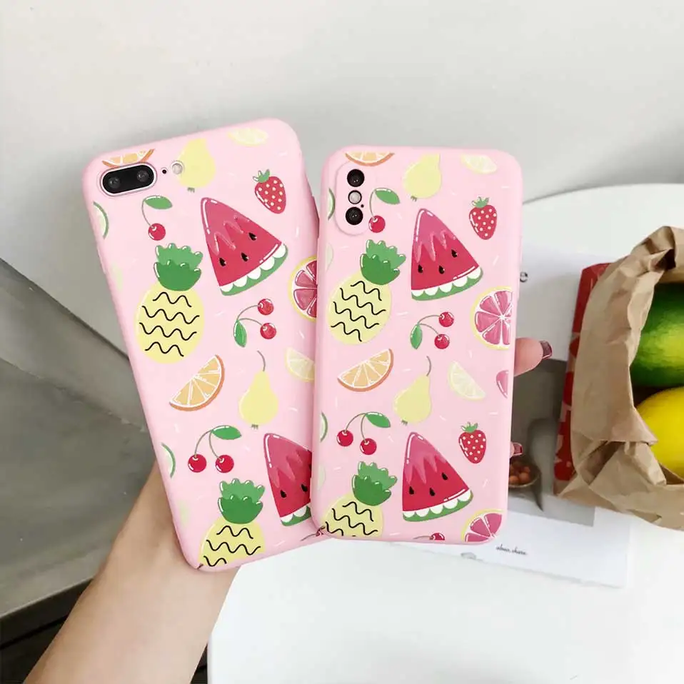 Чехол для iPhone X 7 8 6 розовый Фрукты Арбуз назад случаи 6s Plus охватывает