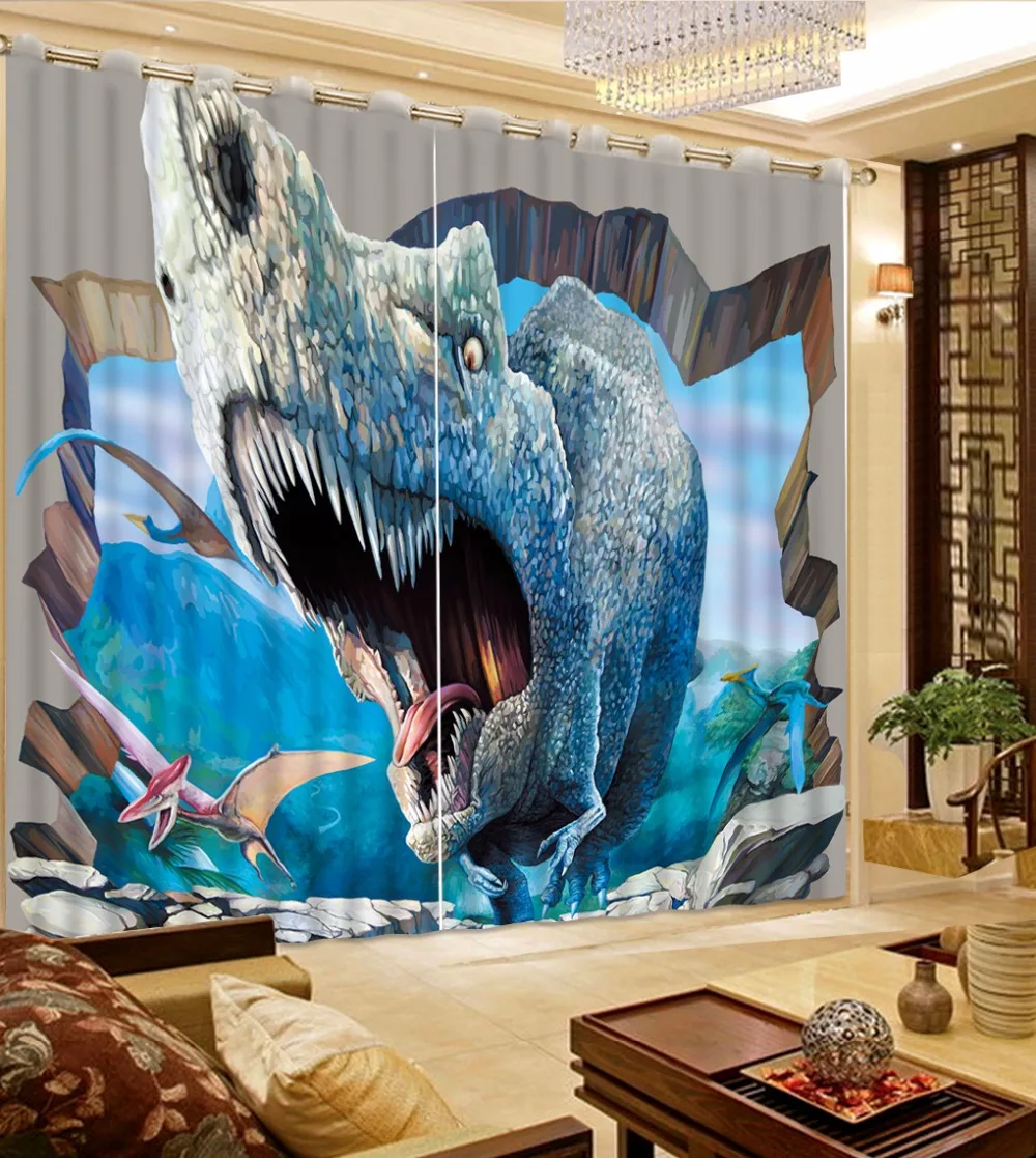 Занавески для гостиной с 3D рисунком дракона из мультфильма затемняющие шторы