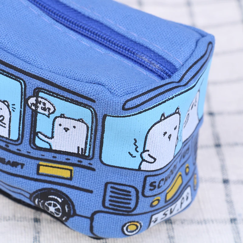 Kawaii креативный чехол для карандашей школьный автобус, большая вместительность, Мультяшные животные, Холщовая Сумка для карандашей, школьные принадлежности