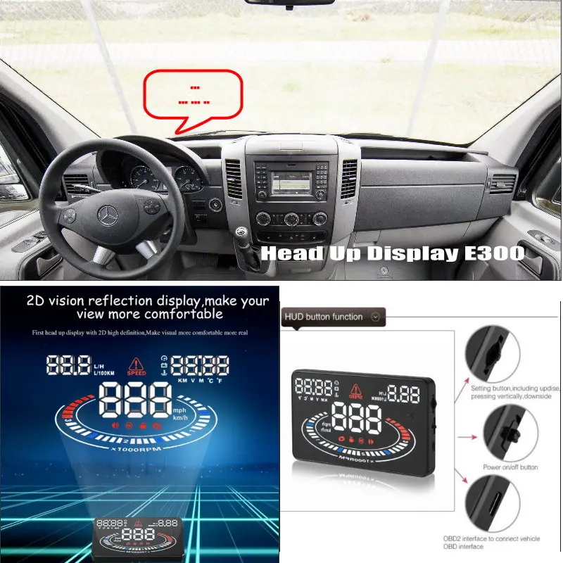 Car HUD Head Up Display For Mercedes Benz Sprinter/Vaneo/Viano/Vito Digital AUTO A8 HUD OBD Reflect Windshield Screen Projector