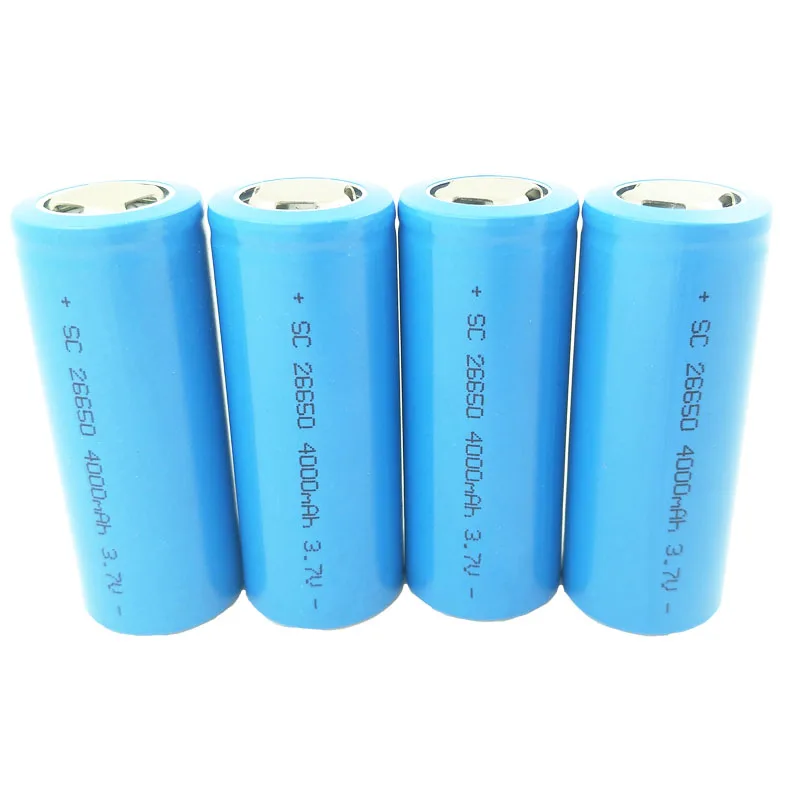 Laipuduo 4 шт. 26650 3 7 V Li-Ion 4000mAh аккумуляторная батарея для светодиодного фонарика 5А