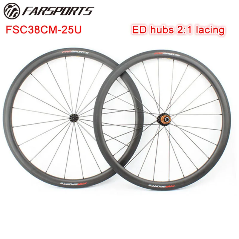 

FSC38CM-25U Farsports bicycle wheelset for racing with ED hubs and Sapim cx-ray spokes 18 months warranty