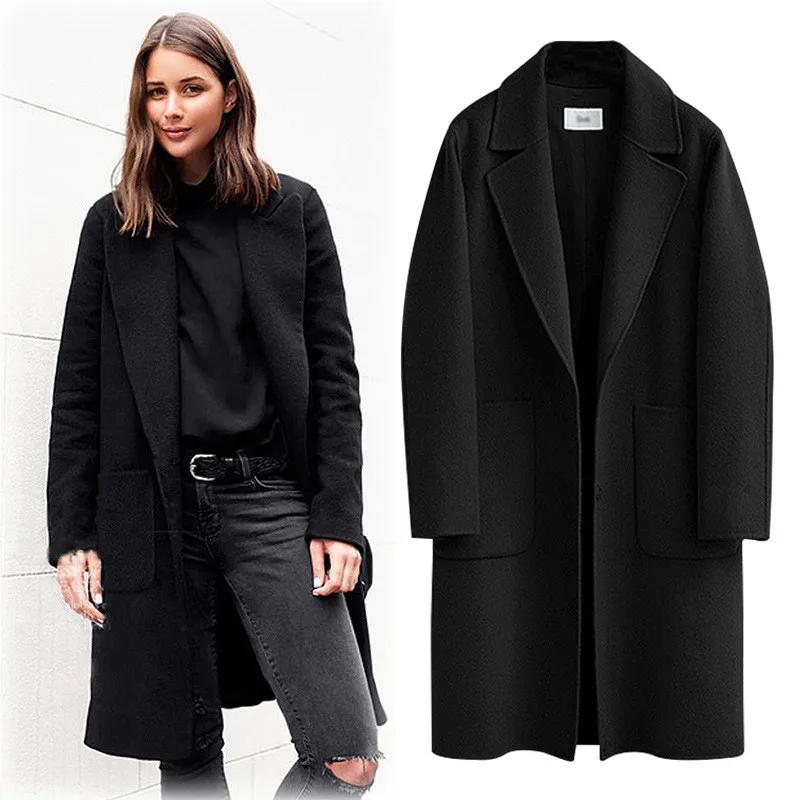

New Fashion Women's Wool Coat Winter Trench Coat Outwear Overcoat Long Jacket