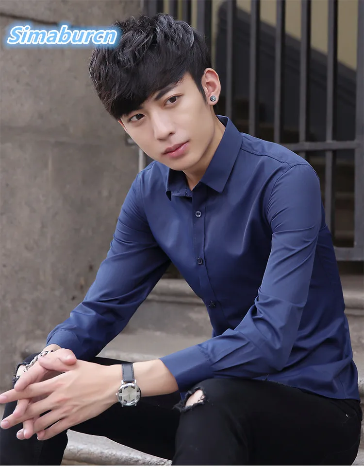 

2018 Brand New Casual Long Sleeve Men Thin Shirt Solid Colors Male Clothing Fit Business Turn-Down Collar Shirts Plus Size 4XL