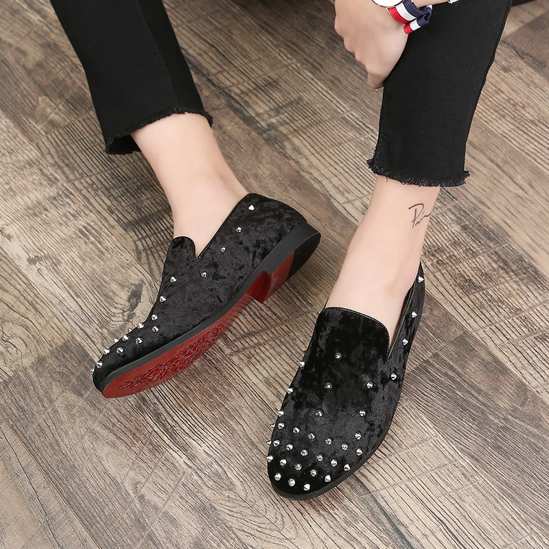 Men's Casual Shoes' Shoes Mens Spring Autumn Slip-On Big Size Men 2019 Loafers Rivet Plus 46 47 48 Socks | Обувь
