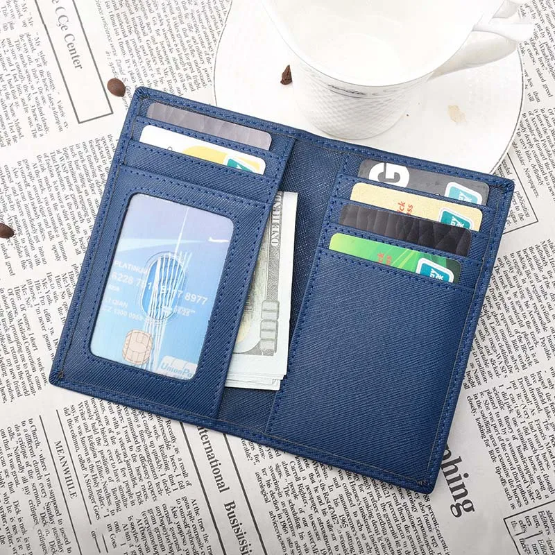 blue Saffiano кожаный держатель для карт для мужчин специально инициалы буквы футляр для удостоверения личности унисекс держатель для кредитных карт короткий кошелек тонкий маленький - Цвет: blue