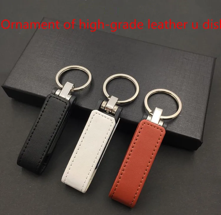 

High-grade holster 3 colors Leather key chain U Disk pen drive 4GB/8GB/16GB/32GB/64G/128G usb flash drive memory stick pen drive
