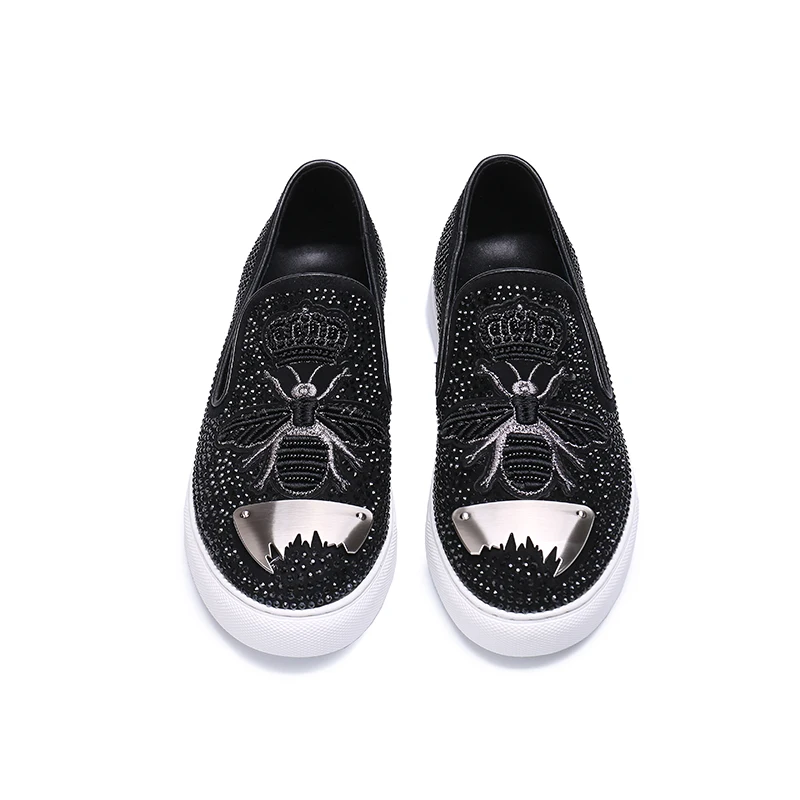 Г. дизайн, большие Size38-46, со стразами, животным узором жука, повседневная мужская обувь без застежки немецкая модная дизайнерская обувь