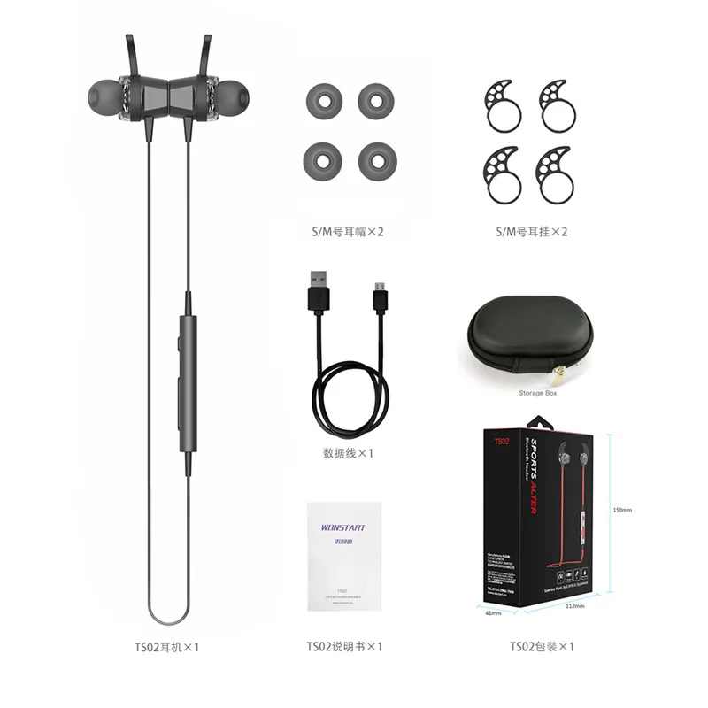 TS02 Wireless Bluetooth Earphone Sports Neckband With Mic Earbuds Fone De Ouvido Headset Wonstart | Электроника