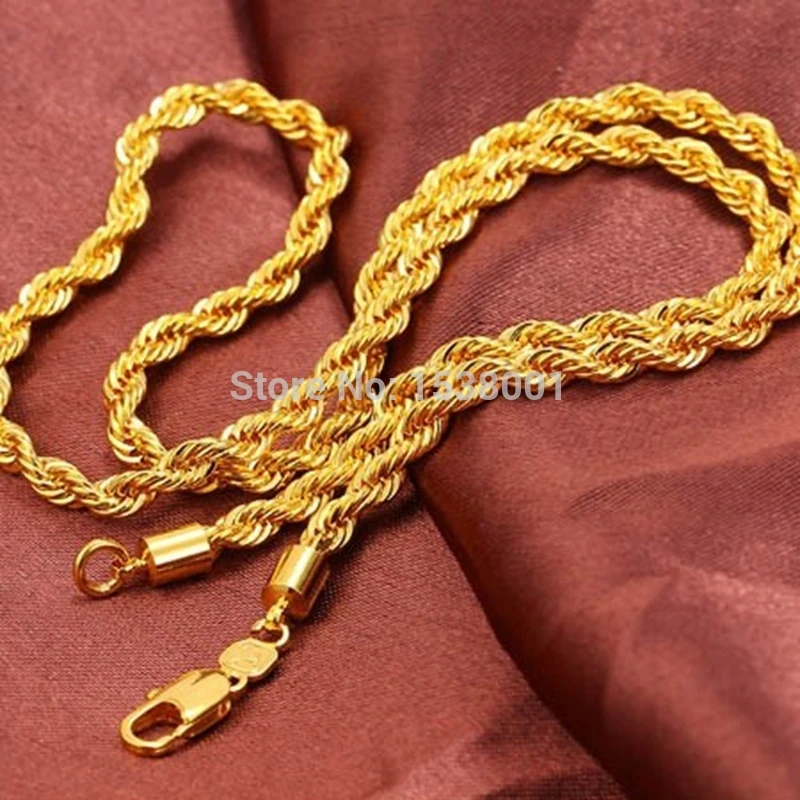 Женское и мужское ожерелье Классическая веревочная цепочка звено позолоченная