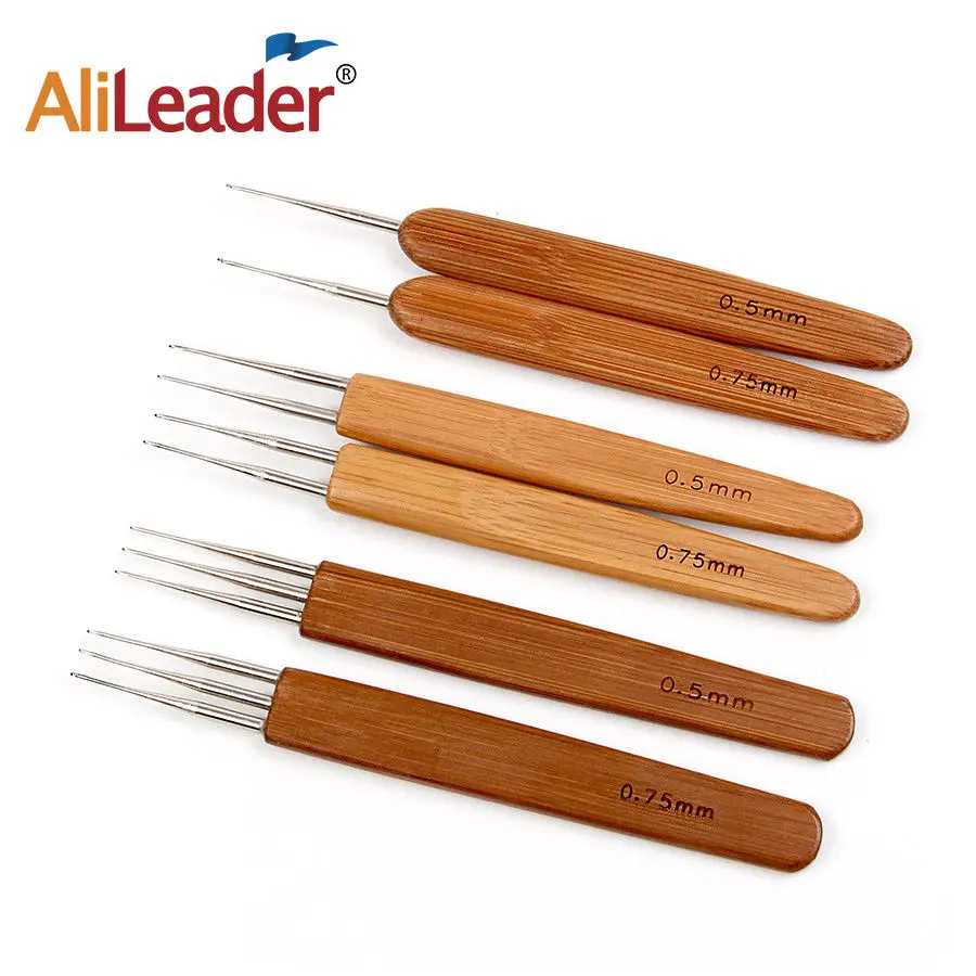 

AliLeader 6 PCS Triple Double One Head Bamboo Handle 0.5Mm 0.75Mm Dreadlock Crochet Hook Needles For Dreads Hair Tools Soft Grip