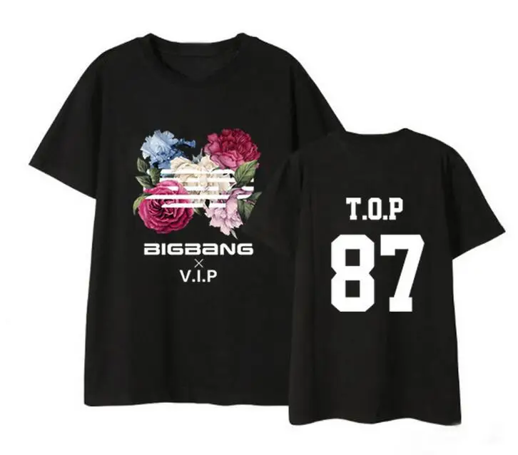 Kpop bigbang/новая футболка с короткими рукавами и принтом в виде цветка дороги