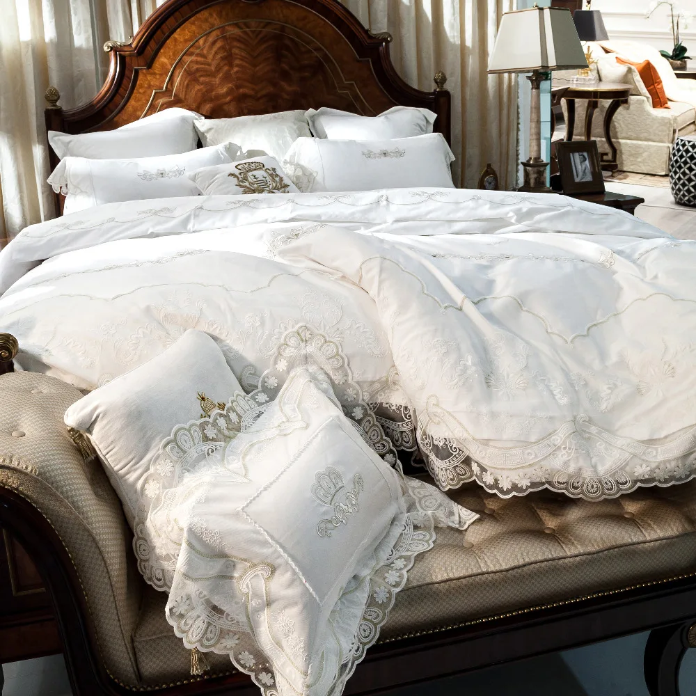 Комплект постельного белья из длинного степлера и хлопка с вышивкой во