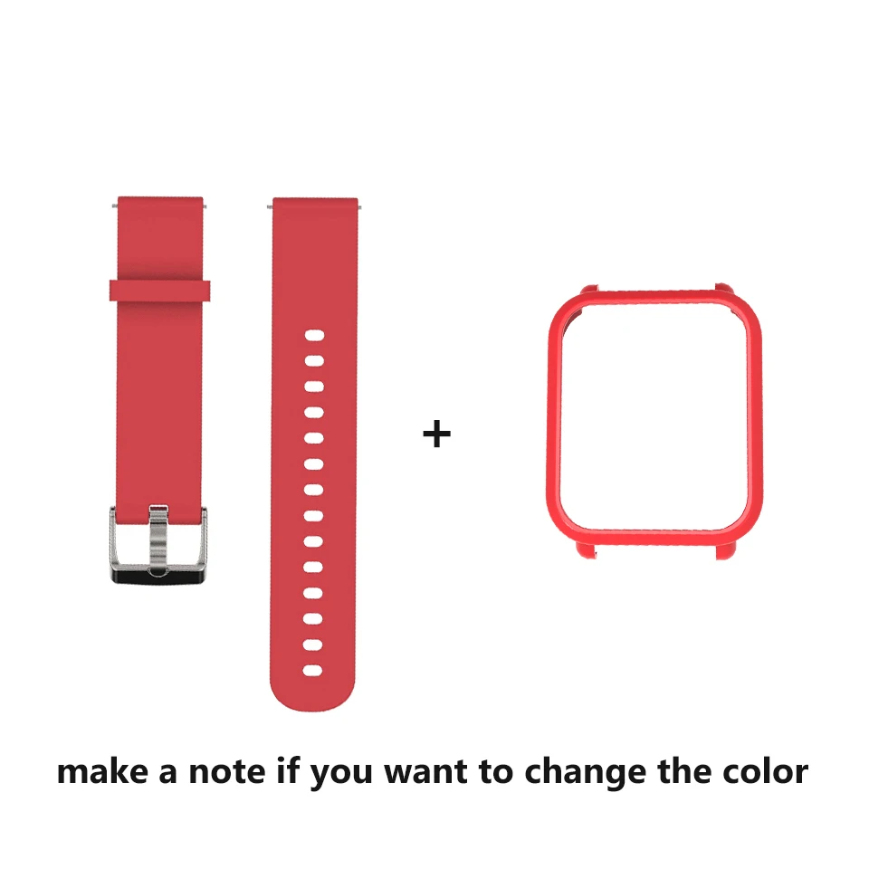 Силиконовый защитный чехол Mijobs 20 мм для Xiaomi Huami Amazfit Bip BIT PACE Lite Youth Smartwatch Браслет ремешок - Цвет: red set