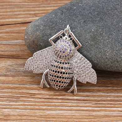 Pendant-Silver Модное золотое ожерелье в виде пчелы для женщин, Европейский и американский стиль, простой кубический цирконий, имитация животного, подвеска, колье, колье, хорошее ювелирное изделие - Окраска металла: Pendant-Silver